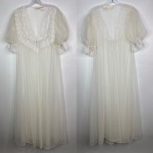 Vintage Delicates Bridal Off White Shear Peignoir Size Large